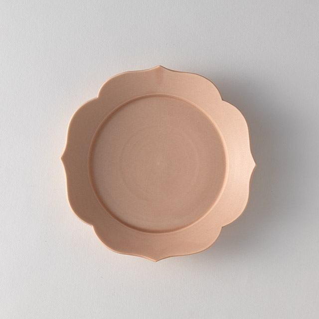 丸谷牧子　蓮花リム皿　ピンク