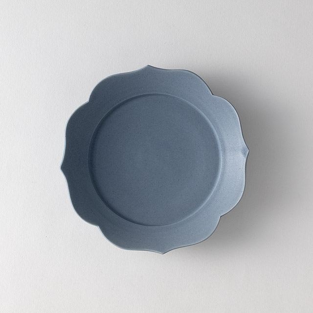 丸谷牧子　蓮花リム皿　ブルー