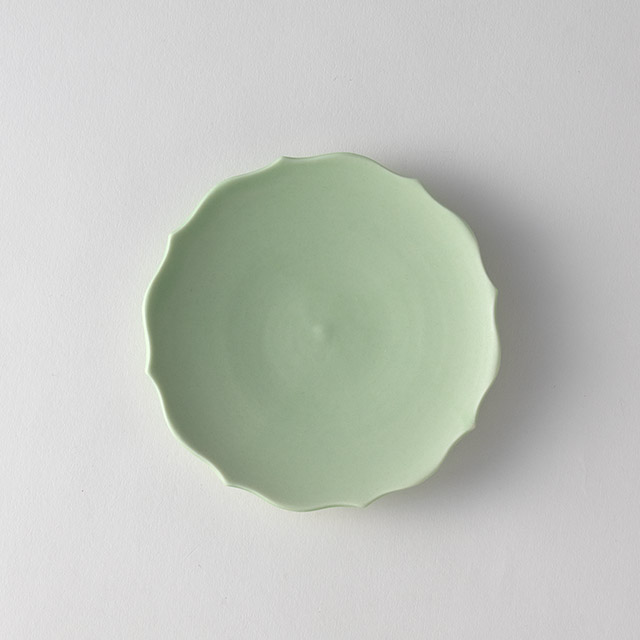 丸谷牧子　蓮花5寸皿　グリーン