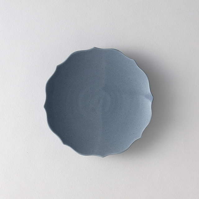 丸谷牧子　蓮花5寸皿　ブルー