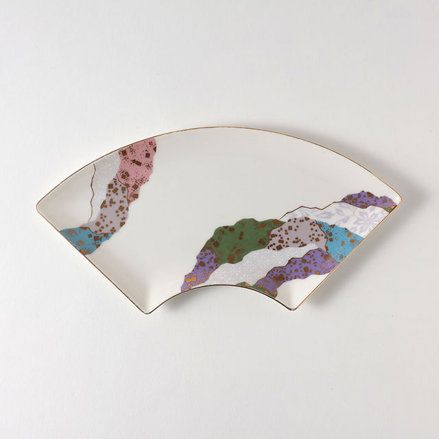 和食器　ちどり絵　扇面皿