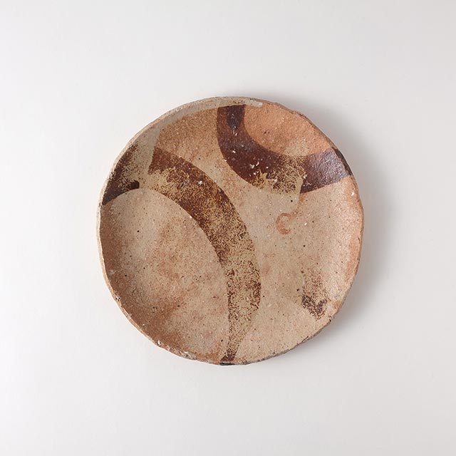 美濃荒土 鉄絵丸皿(大)