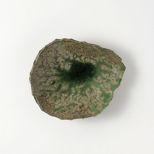 和 ビードロ葉型皿