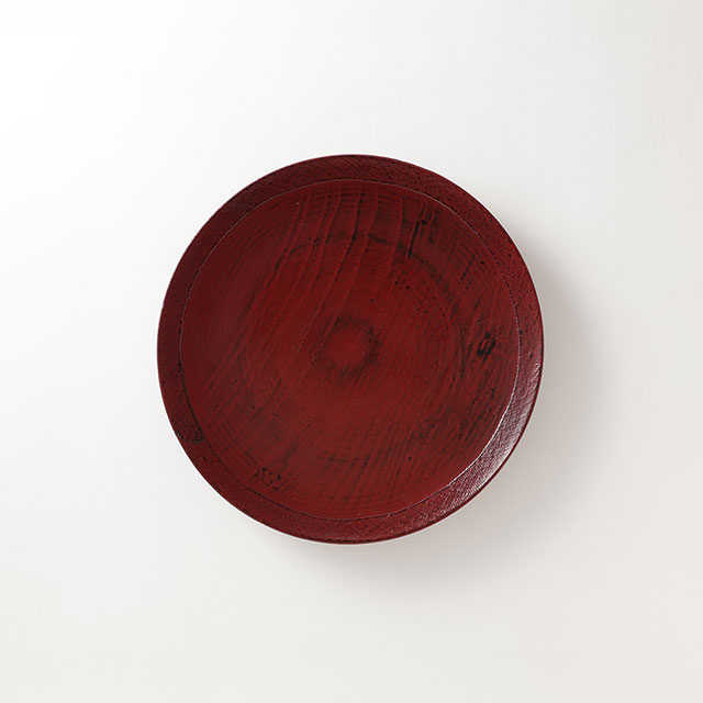 根来丸皿 27cm 朱