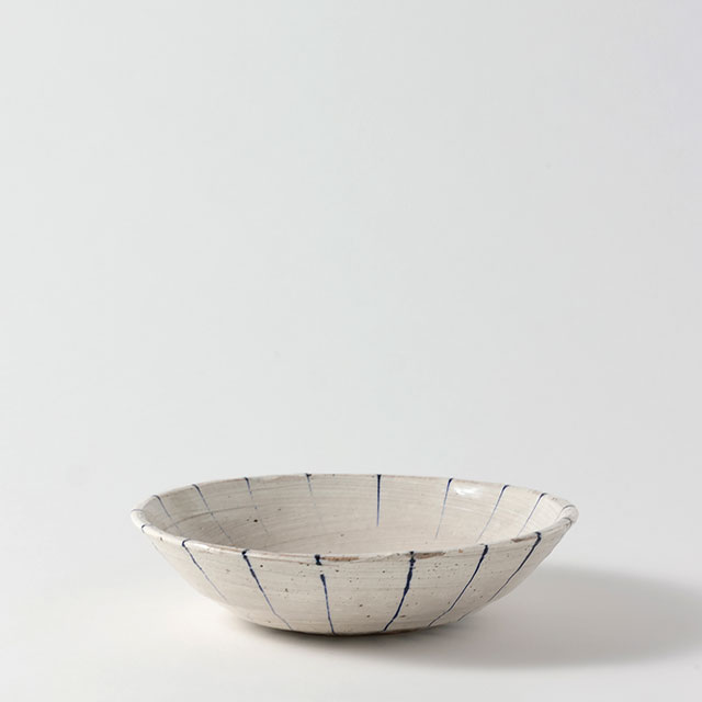 和）平中鉢　白（紺ストライプ）