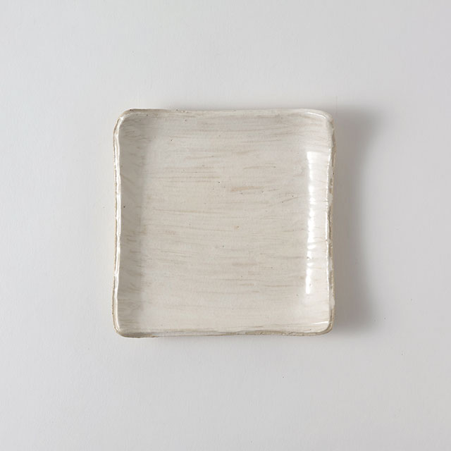 和）刷毛目　正角取皿　13×13