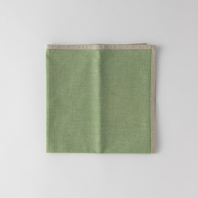 ナプキン 緑/グレー トリミング
