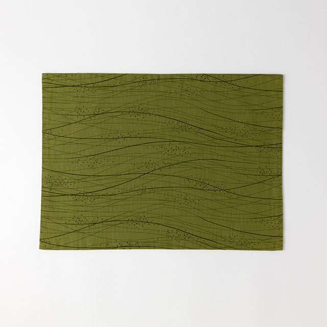 ランチョンマット 深緑ドット線