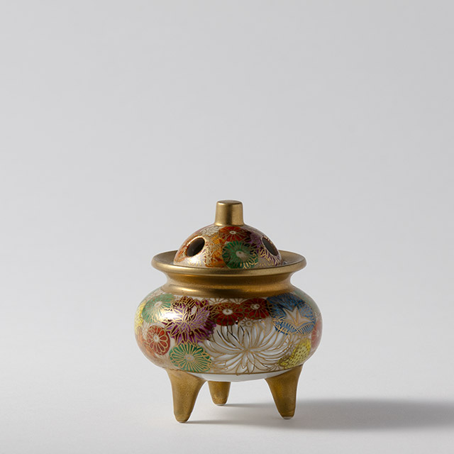 香炉　九谷焼　ゴールド