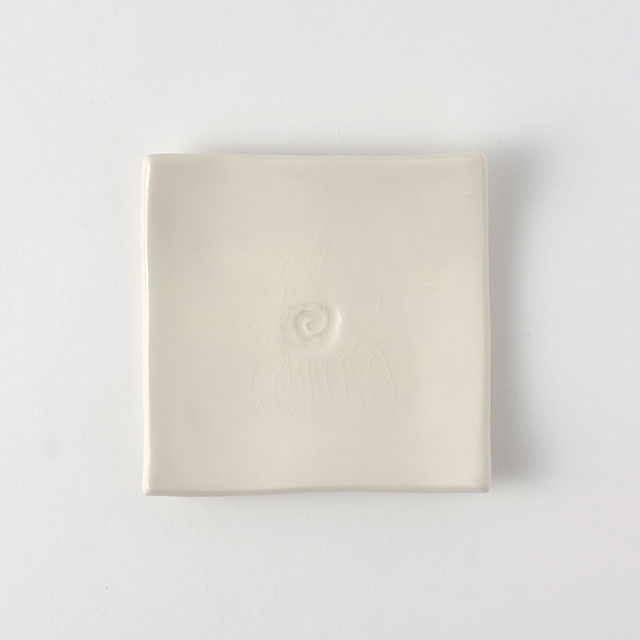 白土　たたら白小皿　正方形