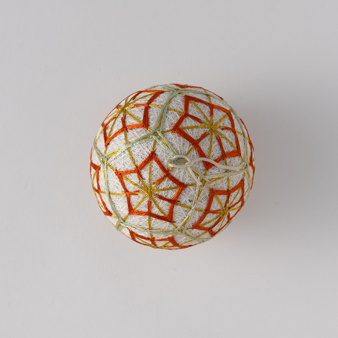 手まり　桐生　白地　金／オレンジ／ブルー