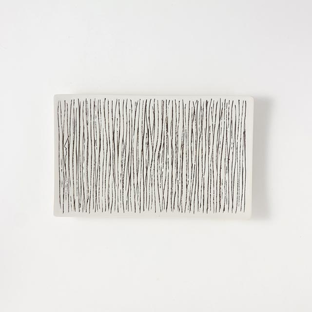 erba白/茶長方形皿 28.5×18