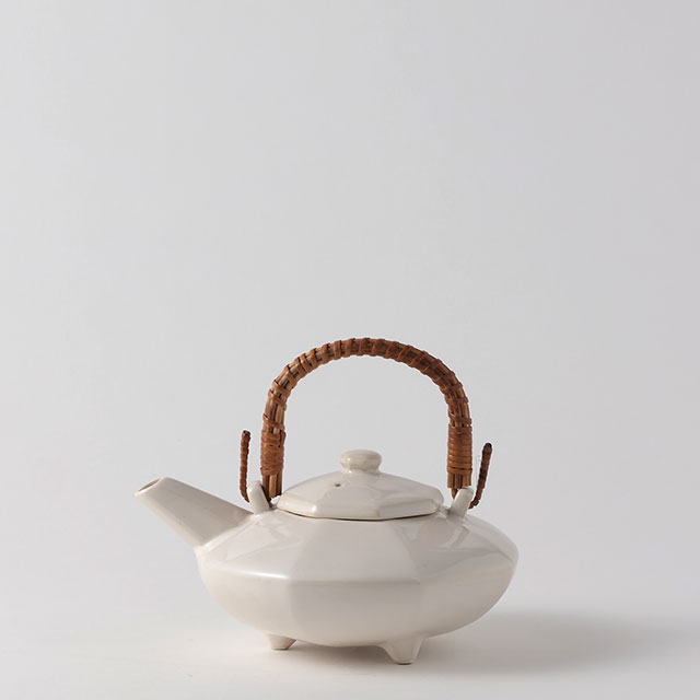 陶八角 土瓶 白