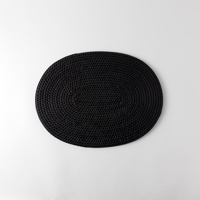 オーバル 黒(籐)ランチョンマット