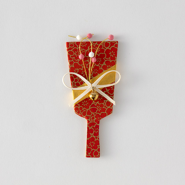 正月飾り　羽子板　赤