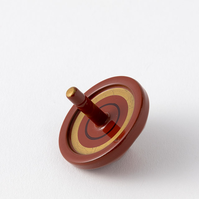 正月小物 漆ゴールド独楽 朱