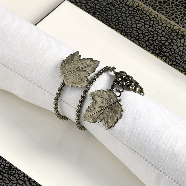 ナプキンリング(HW)メタル葉ブドウ