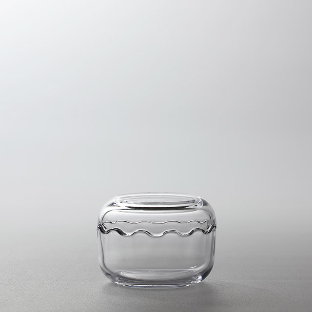 ガラス　フタ付きフリル(te)