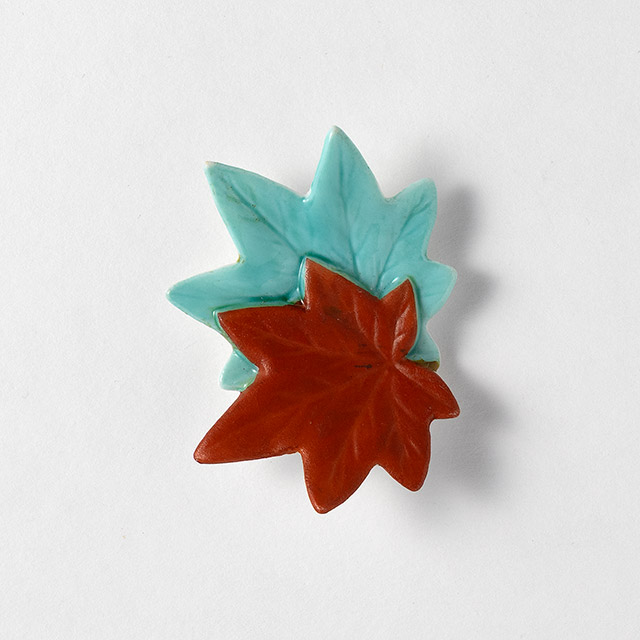 箸置 朱/緑 もみじ