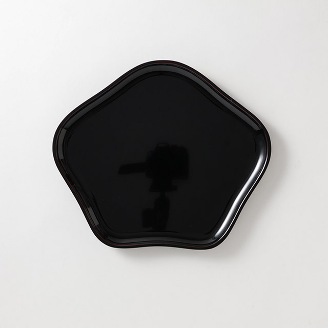 漆　アソベ　五角形盆　黒