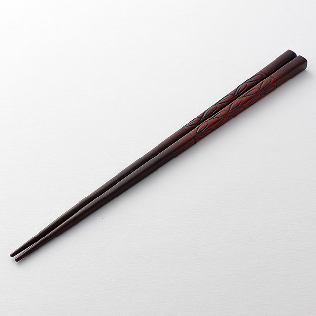 箸 鎌倉一刀彫り エンジ