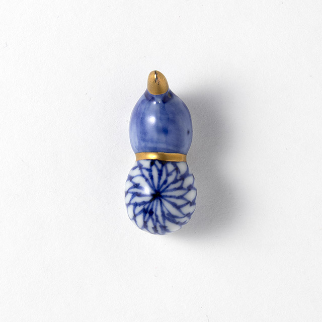 箸置　紺／白　ひょうたん