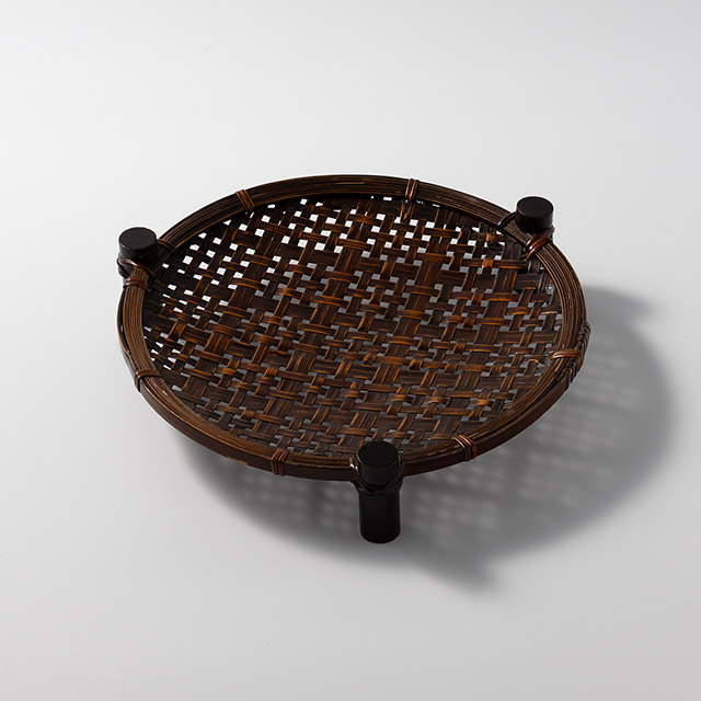 池竹 三つ脚 飴色盛皿 小