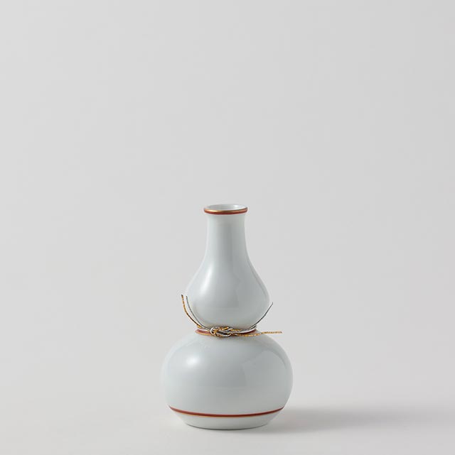 徳利　白／朱ライン