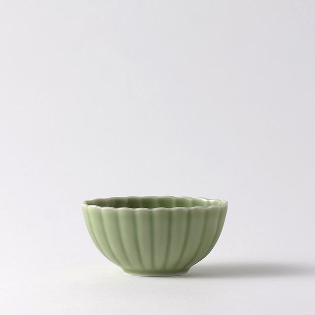 楕円菊型 グリーン珍味入れ