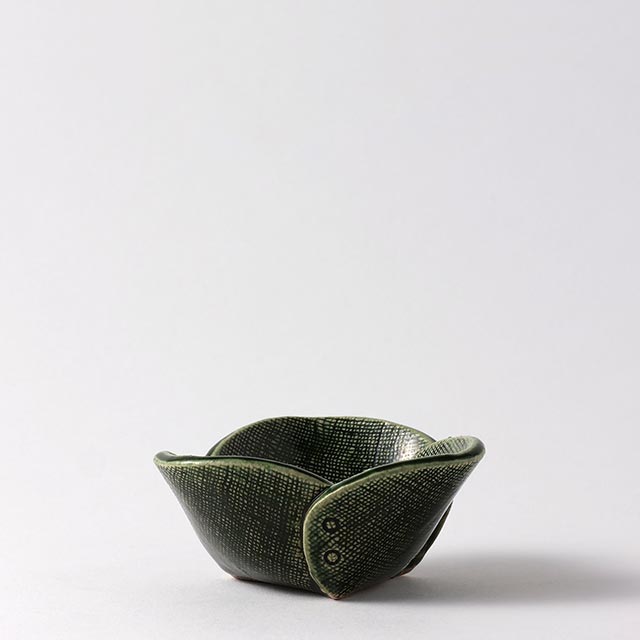 手造り 織部珍味入れ Gr三角