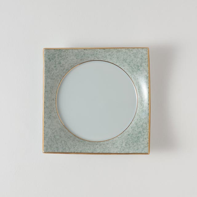 グリーン吹　渕金四方皿