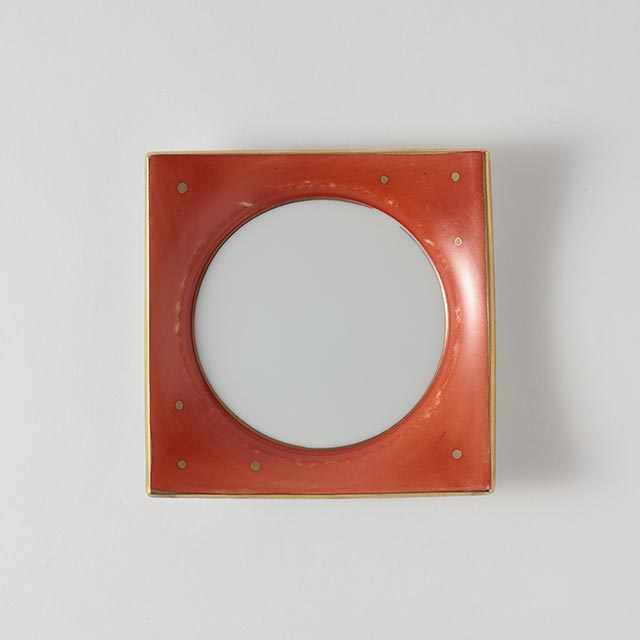 朱巻金点 四方皿