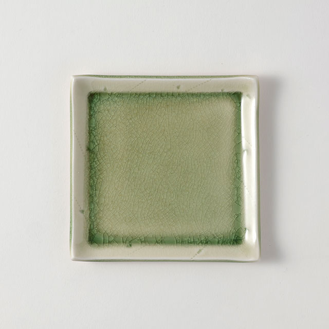 ビードロ銘々皿　グリーン12cm