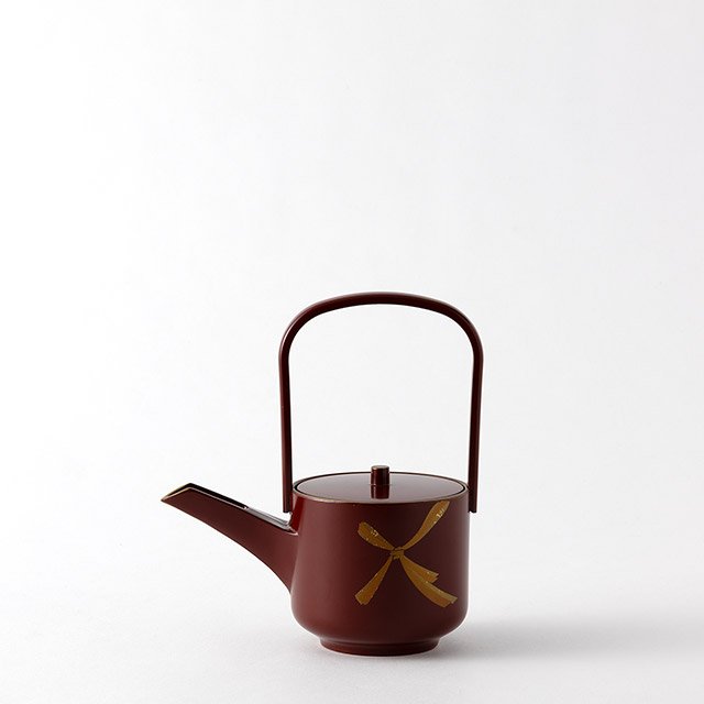 屠蘇器　銀朱縁金彩　むすび（銚子）