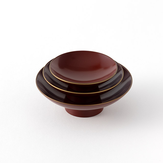 屠蘇器 銀朱縁金彩 むすび(盃)