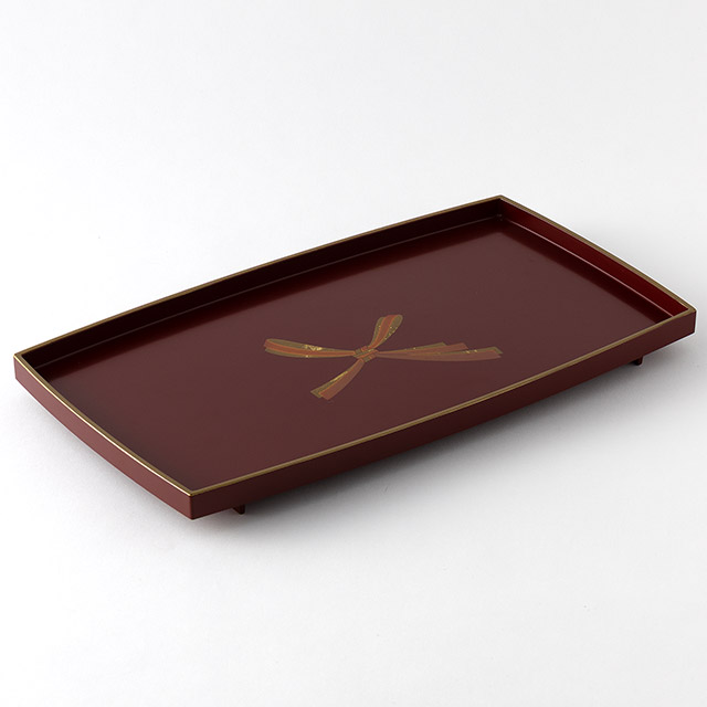 屠蘇器　銀朱縁金彩　むすび（屠蘇台）