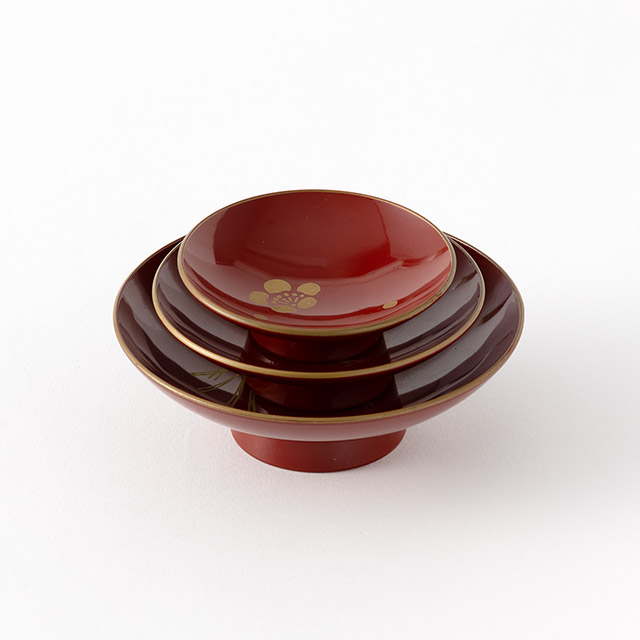 あすか朱　屠蘇器　松竹梅（盃）