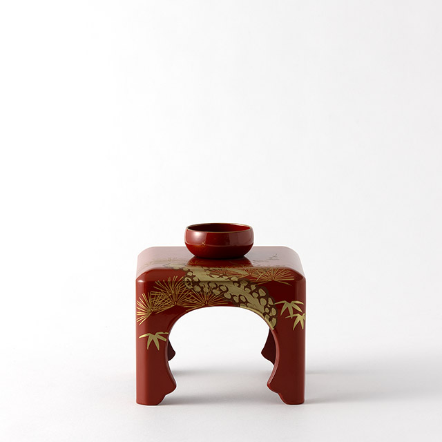 あすか朱　屠蘇器　松竹梅（盃台）