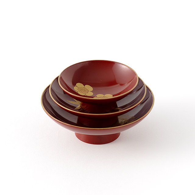 屠蘇器 黒 朱の扇/金扇(盃)