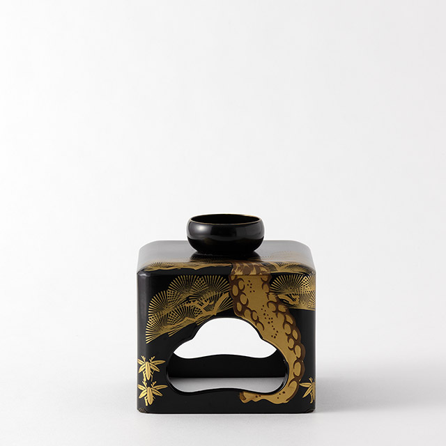 会津屠蘇器　松竹梅　黒／金（盃台）