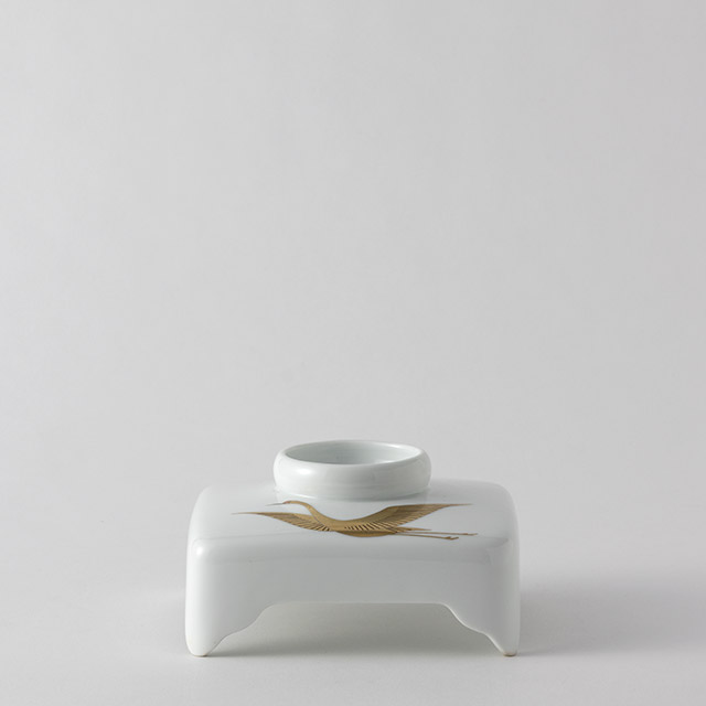 陶器 金銀鶴 白地屠蘇器(屠蘇台)