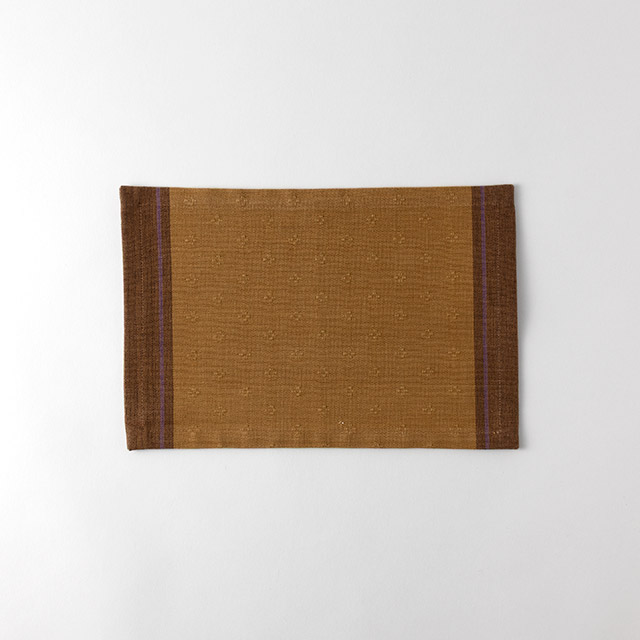 ミニマット　ベージュ茶紫ライン