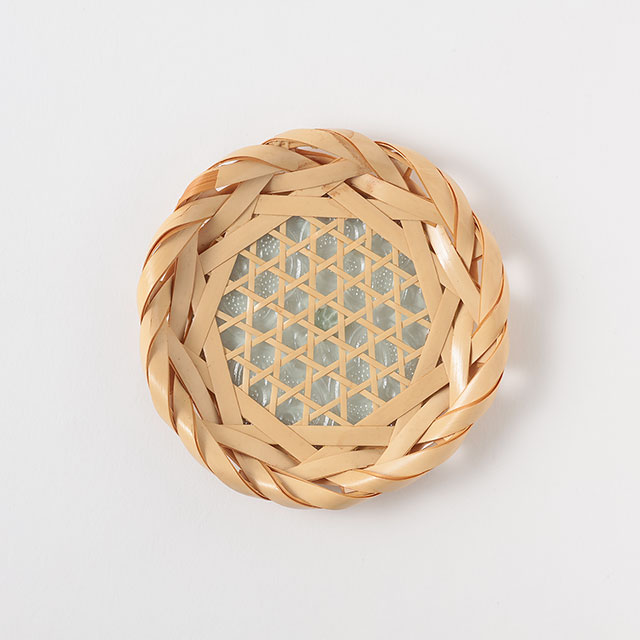 竹コースター　自然色下ガラス