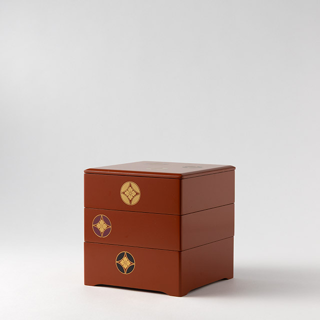 会津塗 洗朱5.5三段重 七宝