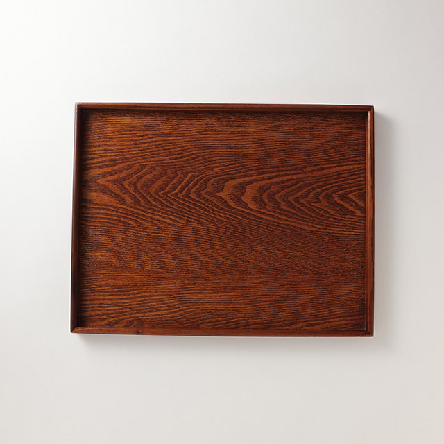 薄茶　木製漆トレー　長方形