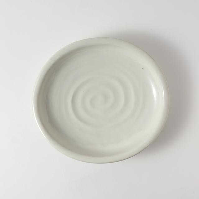 粉引楕円大皿　白／渦