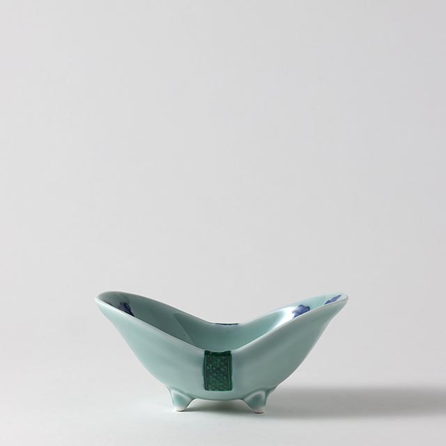 有田焼　舟型青　緑帯