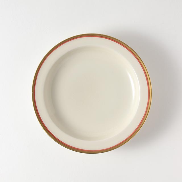 丸皿　ベージュ　金朱17cm