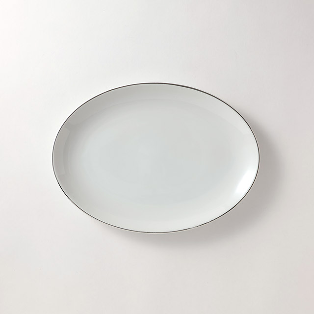 オーバル皿（白）銀ライン　par