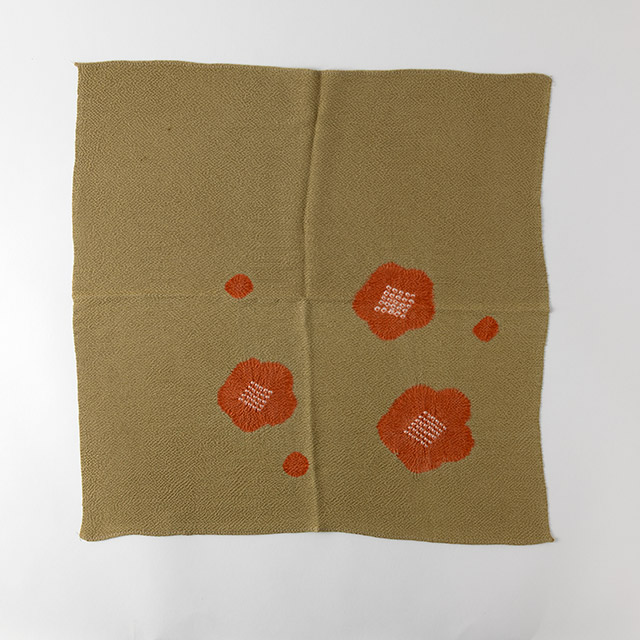 風呂敷　正絹黄土　朱絞り